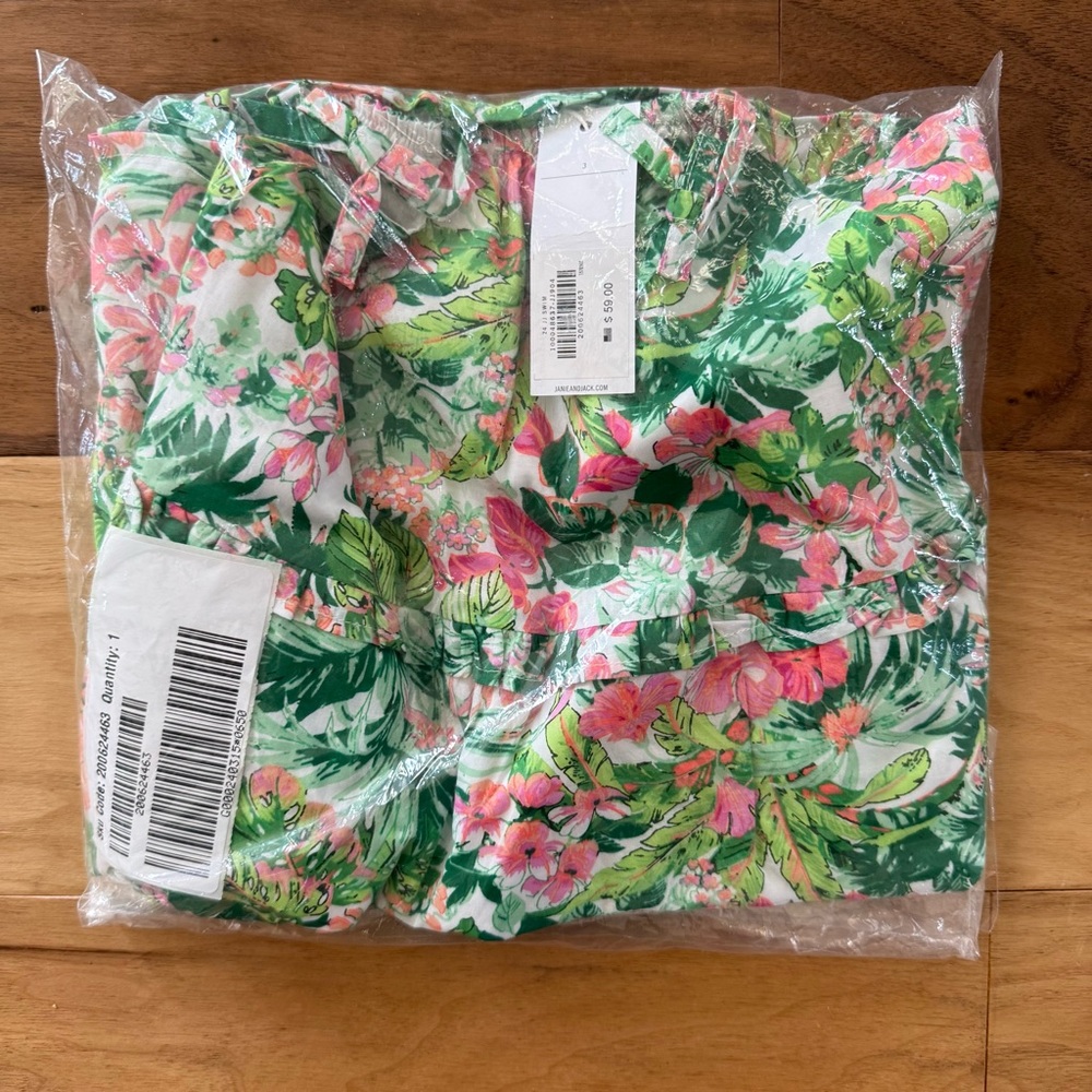 Brand New Janie & Jack Toddler Girl Tropical Floral Green Sundress, Size 3, NWT - Picture 3 of 4